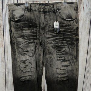 Road Narrows Jeans 44x33 grey acid distressed